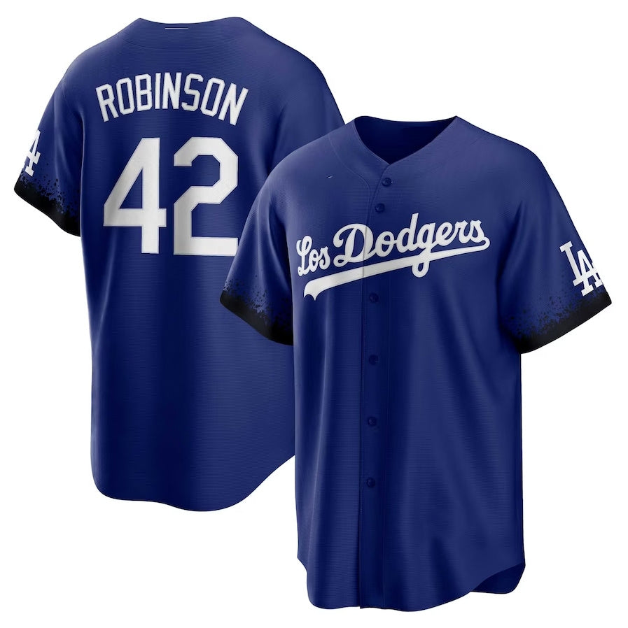 Los Angeles Dodgers #42 Jackie Robinson City Connect Replica Player Jersey - Royal Stitched Baseball Jersey baseball jersey product view 1
