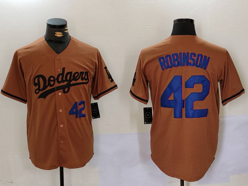 Los Angeles Dodgers #42 Jackie Robinson Number Olive Cool Base Limited Stitched Baseball Jersey baseball jersey product view 1