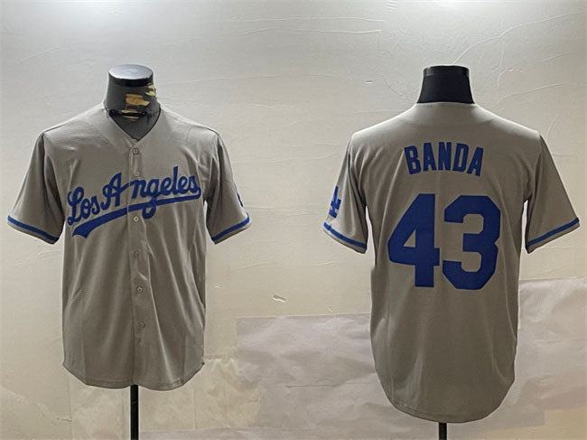 Los Angeles Dodgers #43 Anthony Banda Grey Cool Base Stitched Baseball Jersey baseball jersey product view 1