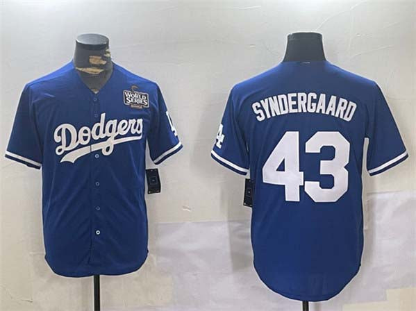 Los Angeles Dodgers #43 Noah Syndergaard Royal 2024 World Series Cool Base Stitched Baseball Jersey baseball jersey product view 1