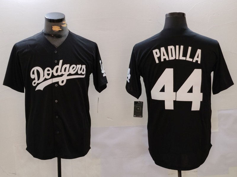 Los Angeles Dodgers #44 Vicente Padilla Black Cool Base Stitched Baseball Jersey baseball jersey product view 1