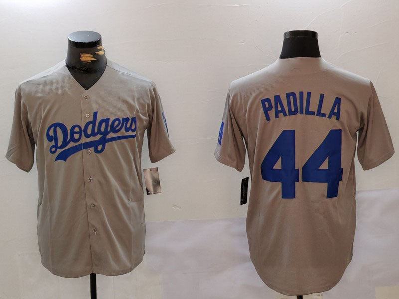 Los Angeles Dodgers #44 Vicente Padilla Grey Cool Base Stitched Baseball Jersey baseball jersey product view 1