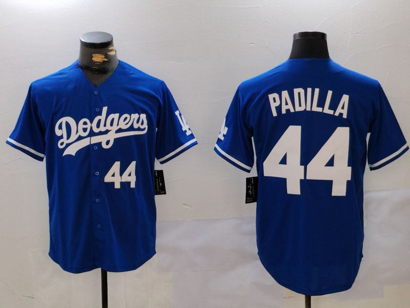 Los Angeles Dodgers #44 Vicente Padilla Number Blue Cool Base Stitched Baseball Jersey baseball jersey product view 1