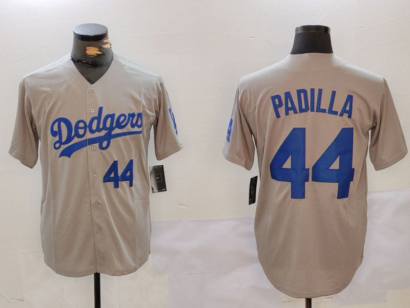 Los Angeles Dodgers #44 Vicente Padilla Number Grey Cool Base Stitched Baseball Jersey baseball jersey product view 1