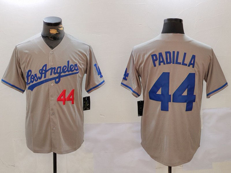 Los Angeles Dodgers #44 Vicente Padilla Number Grey With los Cool Base Stitched Baseball Jersey baseball jersey product view 1