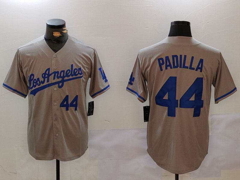 Los Angeles Dodgers #44 Vicente Padilla Number Grey With los Cool Base Stitched Baseball Jersey baseball jersey product view 1