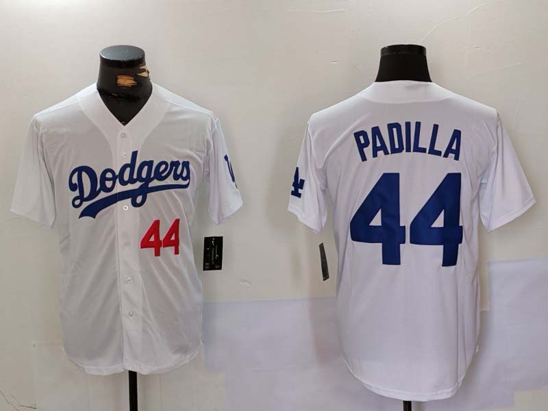 Los Angeles Dodgers #44 Vicente Padilla Number White Cool Base Stitched Baseball Jerseys baseball jersey product view 1