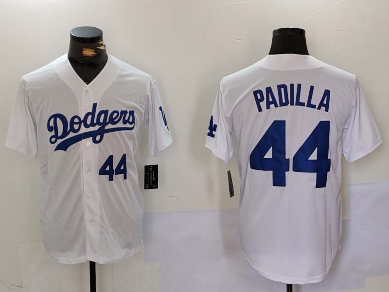 Los Angeles Dodgers #44 Vicente Padilla Number White Cool Base Stitched Baseball Jerseys baseball jersey product view 1