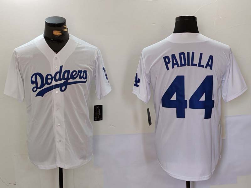 Los Angeles Dodgers #44 Vicente Padilla Number White Cool Base Stitched Baseball Jerseys baseball jersey product view 1