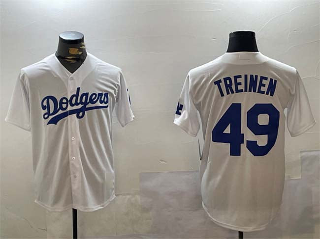 Los Angeles Dodgers #49 Blake Treinen White Cool Base Stitched Baseball Jersey baseball jersey product view 1