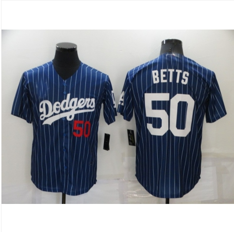 Los Angeles Dodgers #50 Mookie Betts Blue Pinstripe Stitched Cool Base Jersey Baseball Jerseys baseball jersey product view 1