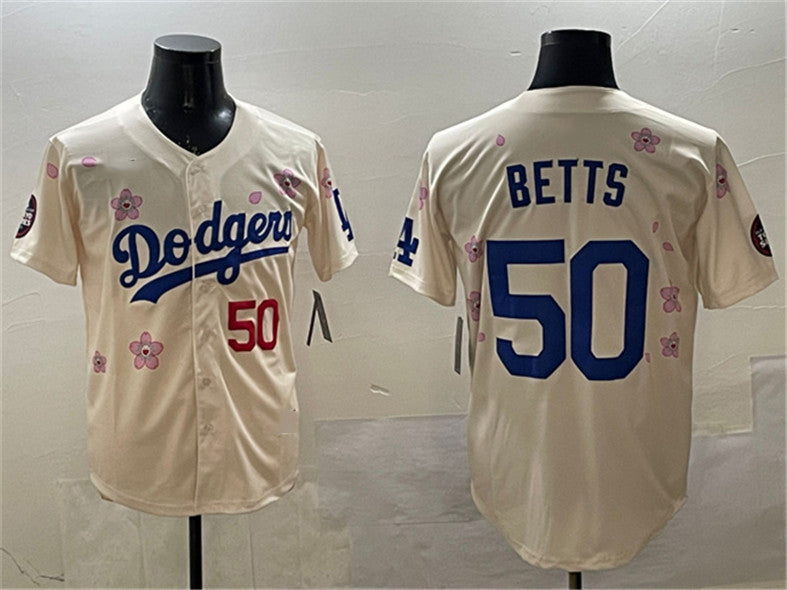Los Angeles Dodgers #50 Mookie Betts Cream 2025 Tokyo Series Limited Stitched Baseball Jersey baseball jersey product view 1