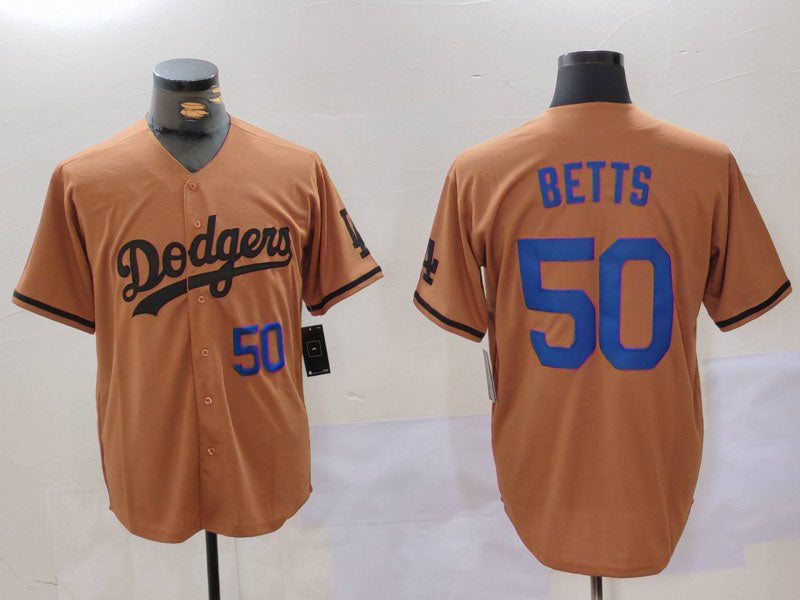 Los Angeles Dodgers #50 Mookie Betts Number Olive Cool Base Limited Stitched Baseball Jersey baseball jersey product view 1