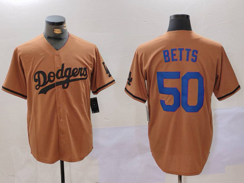 Los Angeles Dodgers #50 Mookie Betts Olive Cool Base Limited Stitched Baseball Jersey baseball jersey product view 1
