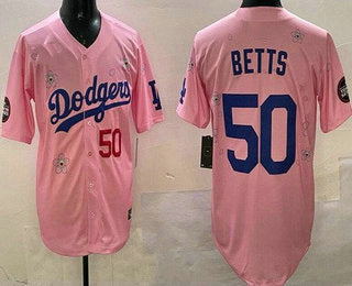 Los Angeles Dodgers #50 Mookie Betts Pink 2025 Tokyo Series Limited Stitched Baseball Jersey baseball jersey product view 1