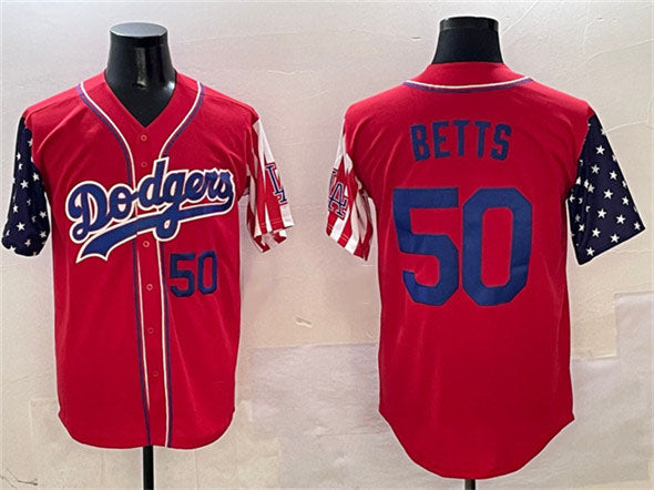 Los Angeles Dodgers #50 Mookie Betts Red Limited Stitched Baseball Jersey baseball jersey product view 1