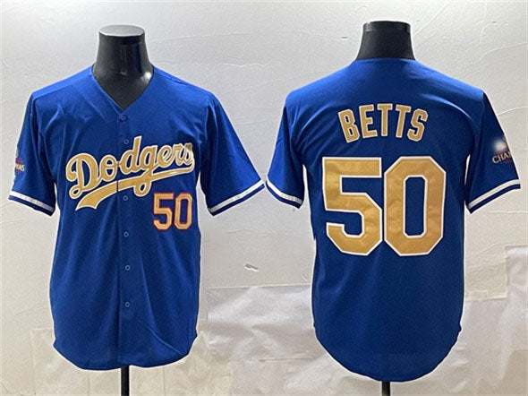 Los Angeles Dodgers #50 Mookie Betts Royal 2025 Gold Collection Limited Stitched Baseball Jersey baseball jersey product view 1