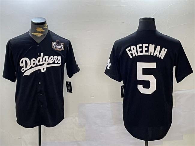Los Angeles Dodgers #5 Freddie Freeman Black 2024 World Series Cool Base Stitched Baseball Jersey baseball jersey product view 1
