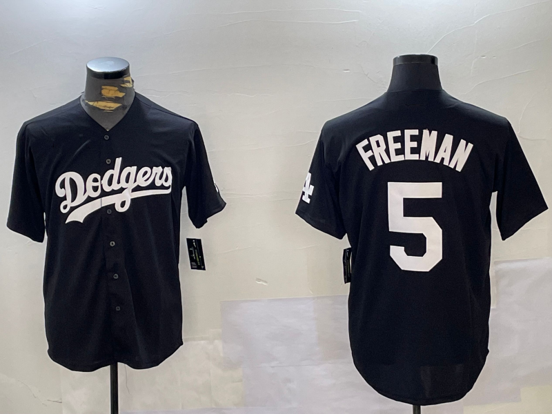 Los Angeles Dodgers #5 Freddie Freeman Black Cool Base Stitched Baseball Jerseys baseball jersey product view 1