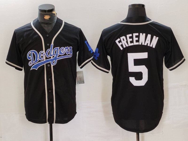 Los Angeles Dodgers #5 Freddie Freeman Black Cool Base With Patch Stitched Baseball Jersey baseball jersey product view 1