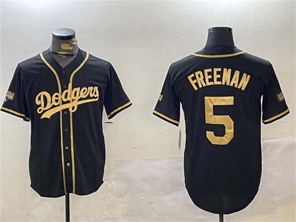 Los Angeles Dodgers #5 Freddie Freeman Black Gold 2024 World Series Champions Limited Stitched Baseball Jersey baseball jersey product view 1