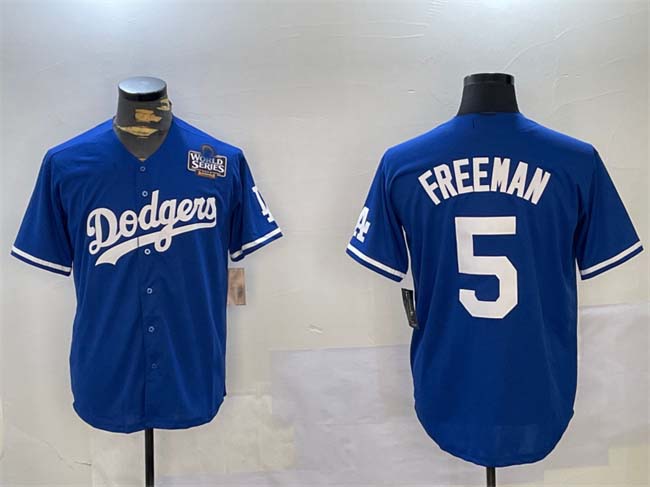 Los Angeles Dodgers #5 Freddie Freeman Blue 2024 World Series Cool Base Stitched Baseball Jersey baseball jersey product view 1