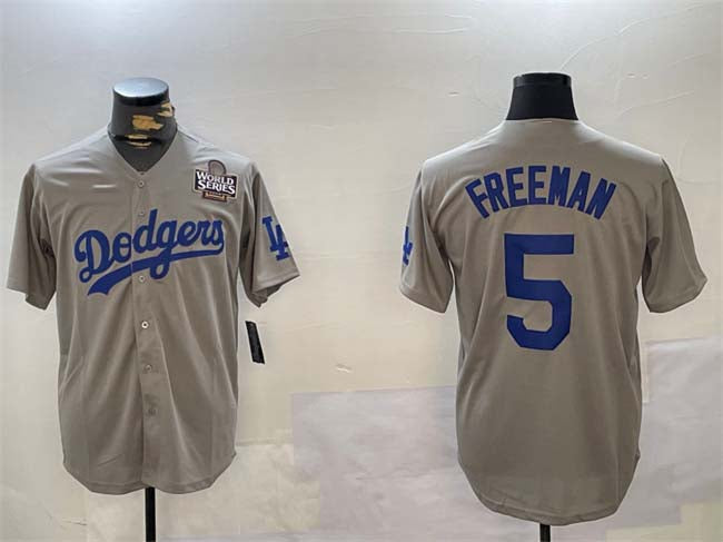 Los Angeles Dodgers #5 Freddie Freeman Grey 2024 World Series Cool Base Stitched Baseball Jersey baseball jersey product view 1