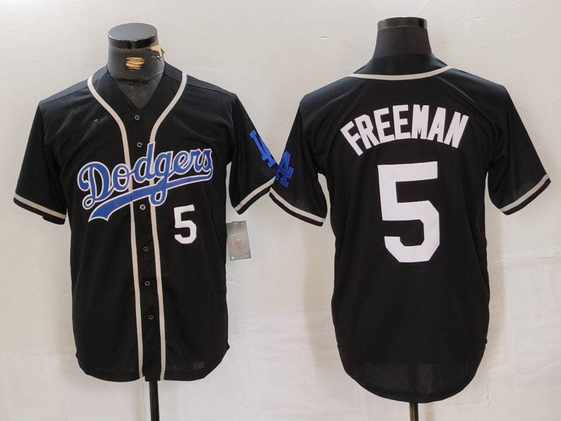 Los Angeles Dodgers #5 Freddie Freeman Number Black Cool Base With Patch Stitched Baseball Jersey baseball jersey product view 1