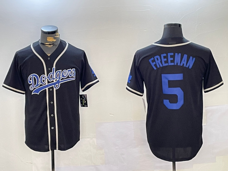 Los Angeles Dodgers #5 Freddie Freeman Number Blue Cool Base Stitched Baseball Jersey baseball jersey product view 1