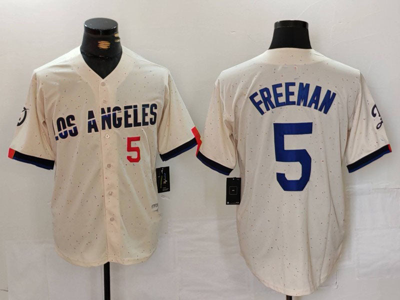 Los Angeles Dodgers #5 Freddie Freeman Number Cream 2024 City Connect Limited Stitched Baseball Jerseys baseball jersey product view 1