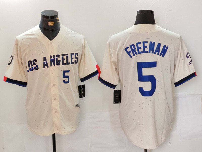 Los Angeles Dodgers #5 Freddie Freeman Number Cream 2024 City Connect Limited Stitched Baseball Jerseys baseball jersey product view 1