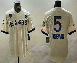 Los Angeles Dodgers #5 Freddie Freeman Number Cream 2024 World Series City Connect Limited Stitched Baseball Jersey baseball jersey product view 1