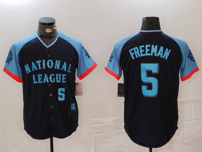 Los Angeles Dodgers #5 Freddie Freeman Number Navy 2024 All Star Limited Stitched Baseball Jersey baseball jersey product view 1