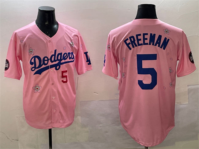 Los Angeles Dodgers #5 Freddie Freeman Pink 2025 Tokyo Series Limited Stitched Baseball Jersey baseball jersey product view 1