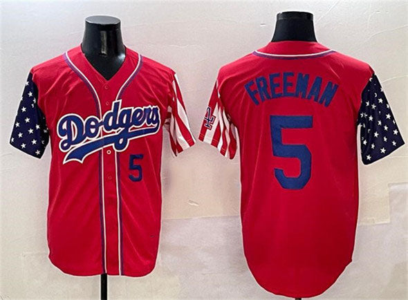 Los Angeles Dodgers #5 Freddie Freeman Red Limited Stitched Baseball Jersey baseball jersey product view 1