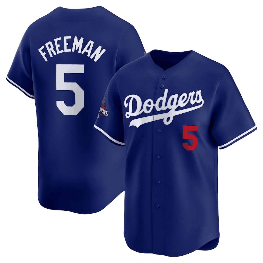 Los Angeles Dodgers #5 Freddie Freeman Royal 2024 World Series Champions Alternate Limited Stitched Baseball Jersey baseball jersey product view 1
