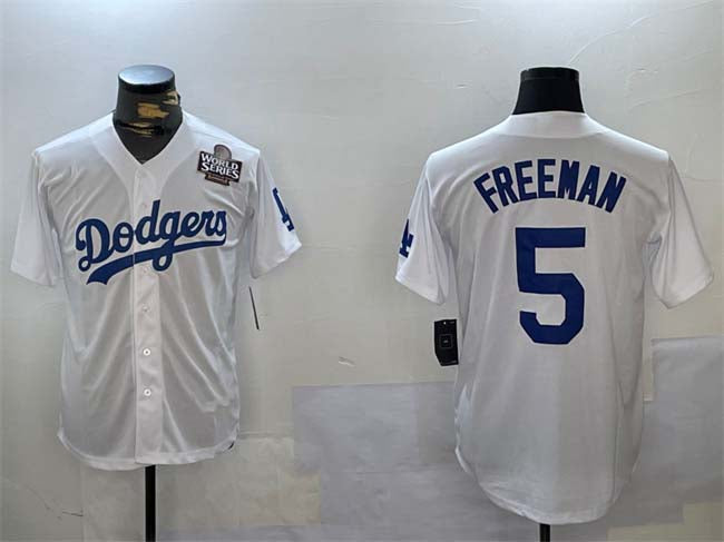 Los Angeles Dodgers #5 Freddie Freeman White 2024 World Series Cool Base Stitched Baseball Jersey baseball jersey product view 1