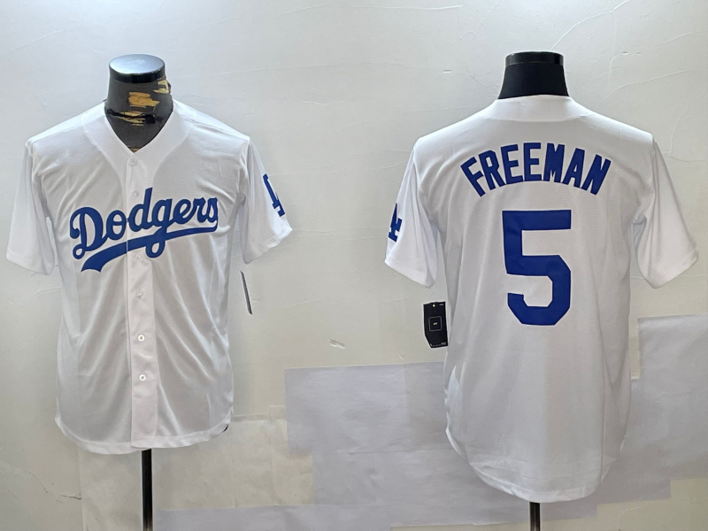 Los Angeles Dodgers #5 Freddie Freeman White Cool Base Stitched Baseball Jersey baseball jersey product view 1