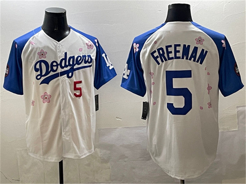 Los Angeles Dodgers #5 Freddie Freeman White Royal 2025 Tokyo Series Limited Stitched Baseball Jersey baseball jersey product view 1