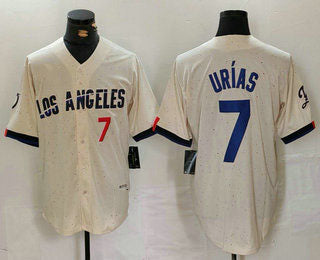 Los Angeles Dodgers #7 Julio Urias Number Cream 2024 City Connect Limited Stitched Baseball Jerseys baseball jersey product view 1