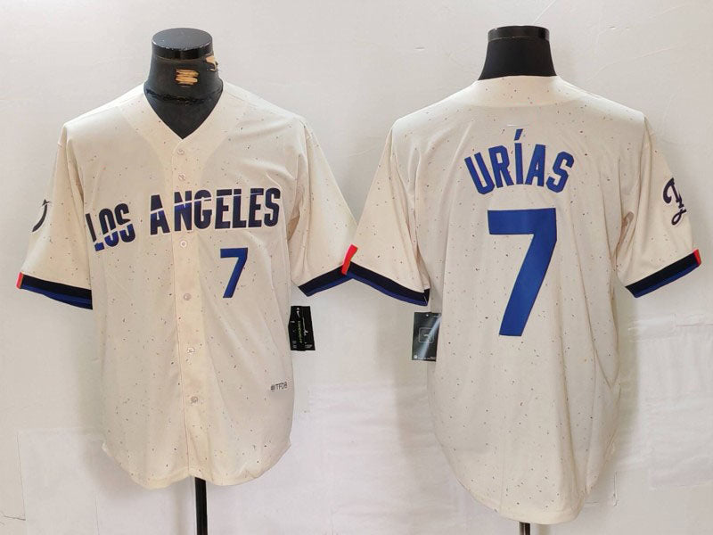 Los Angeles Dodgers #7 Julio Urias Number Cream 2024 City Connect Limited Stitched Baseball Jerseys baseball jersey product view 1