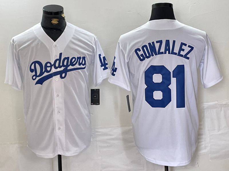 Los Angeles Dodgers #81 Victor Gonzalez White Cool Base Stitched Baseball Jersey baseball jersey product view 1