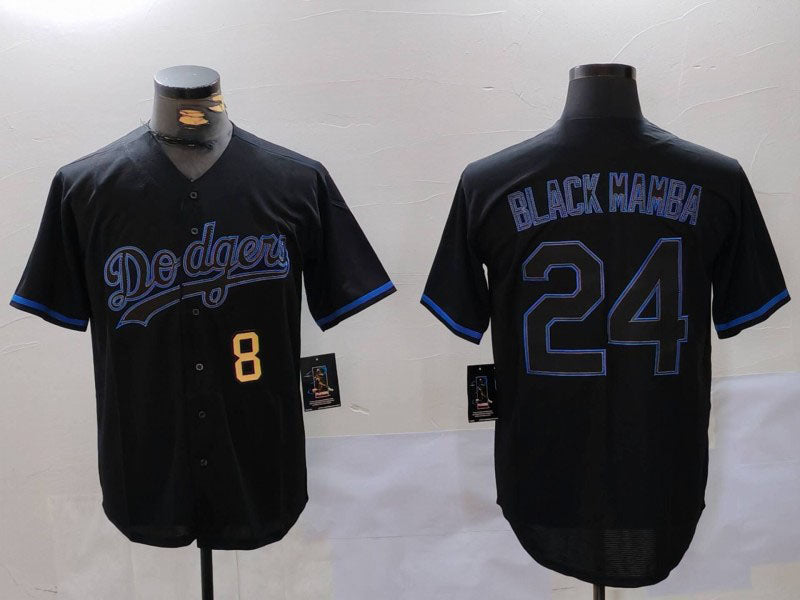 Los Angeles Dodgers #8 24 Kobe Bryant Black Mamba Lights Out Black Fashion Stitched Cool Base Baseball Jerseys baseball jersey product view 1