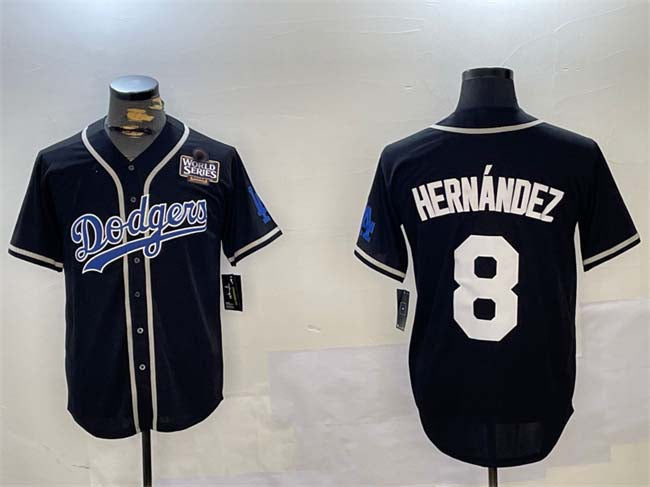Los Angeles Dodgers #8 Enrique Hern¨¢ndez Black 2024 World Series Cool Base Stitched Baseball Jersey baseball jersey product view 1