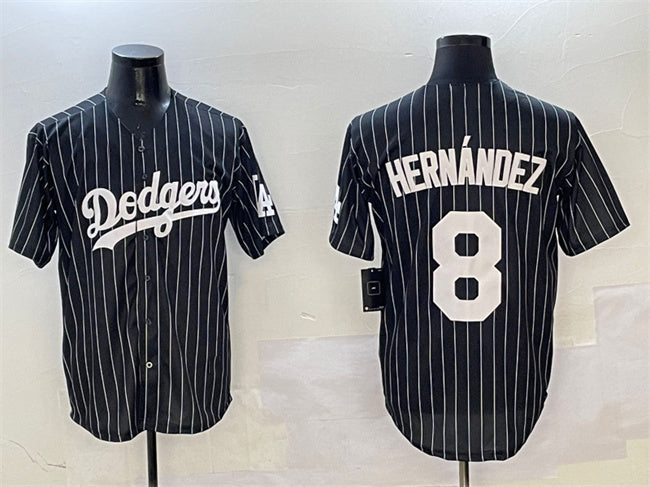 Los Angeles Dodgers #8 Enrique Hern¨¢ndez Black Cool Base Stitched Baseball Jersey baseball jersey product view 1