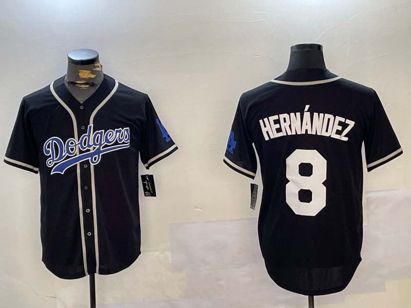 Los Angeles Dodgers #8 Enrique Hern¨¢ndez Black Cool Base Stitched Baseball Jersey baseball jersey product view 1