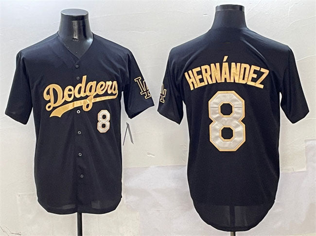 Los Angeles Dodgers #8 Enrique Hernandez Black Gold Limited Stitched Baseball Jersey baseball jersey product view 1