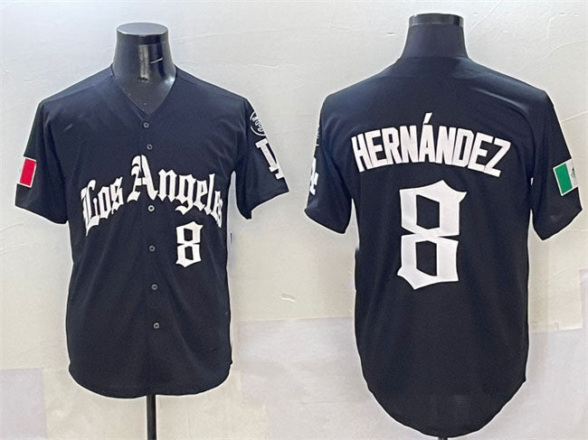 Los Angeles Dodgers #8 Enrique Hernandez Black Mexico 2025 LA Gothic Style With Fernando Patch Vapor Premier Limited Stitched Baseball Jersey baseball jersey product view 1