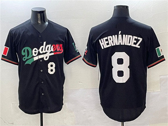 Los Angeles Dodgers #8 Enrique Hernandez Black Mexico Flag Limited Stitched Baseball Jersey baseball jersey product view 1