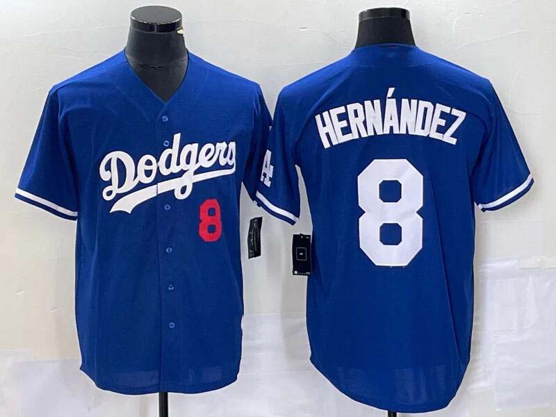 Los Angeles Dodgers #8 Enrique Hern¨¢ndez Blue Flex Base Stitched Baseball Jersey baseball jersey product view 1
